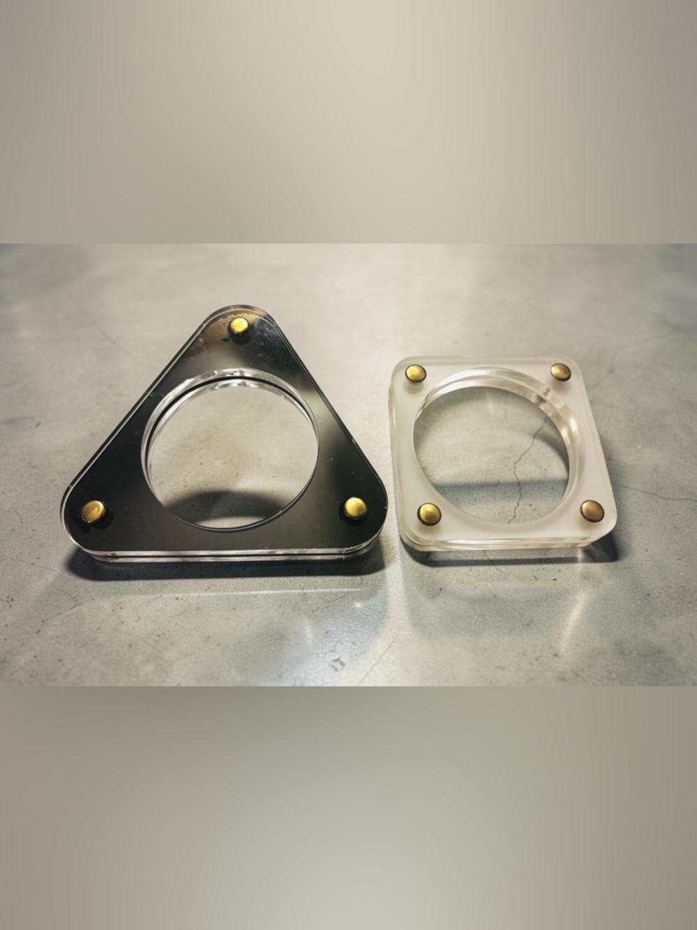 Set of Two Acrylic Triangle and Square Bangles - Black & Clear